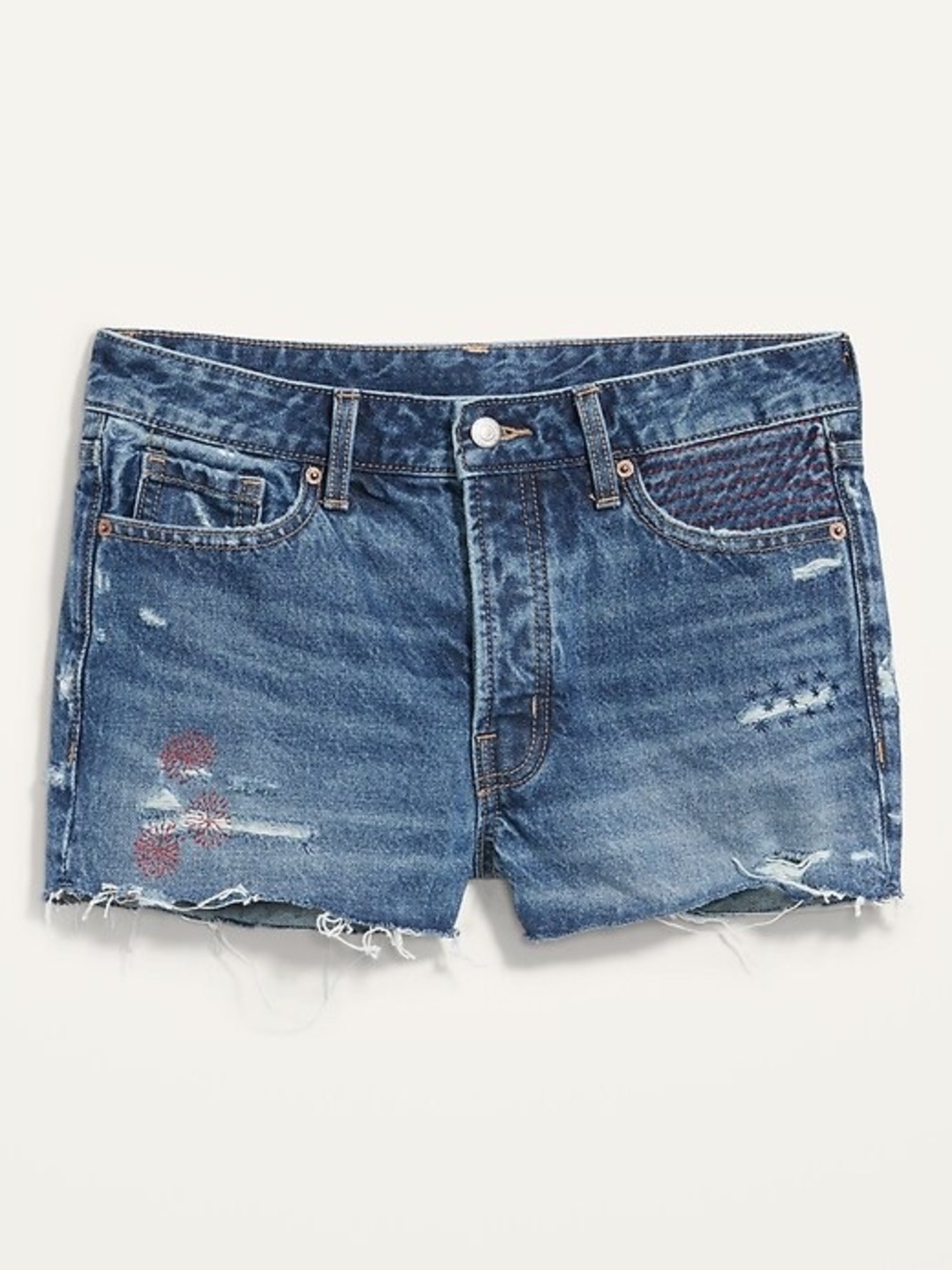 Old Navy high waisted O.G. Embroidered button fly cut off shorts size 0